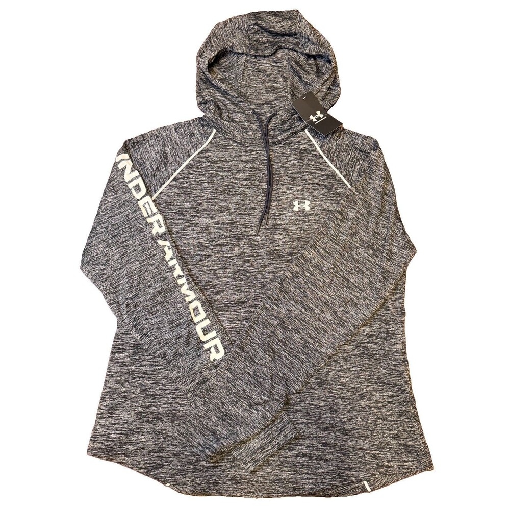 Under Armour NEW Womens Velocity Hoodie Size XL Grey, White Stripes, Logo Sleeve